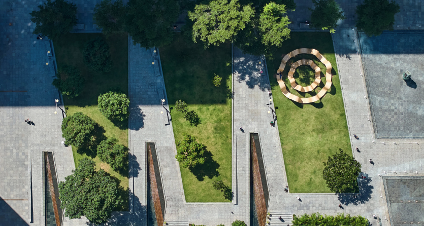 Aerial view of green space